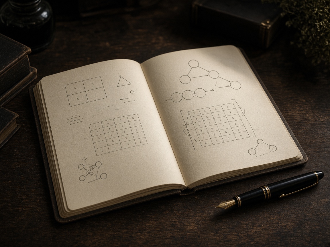 Carnet de notes avec diagrammes de matrices